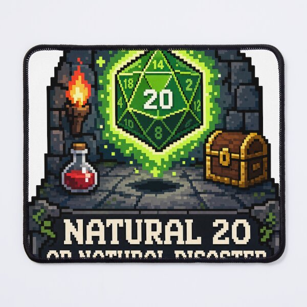 Item preview, Natural 20 or Natural Disaster – D20 Pixel Art RPG Design designed and sold by Arrow2025.