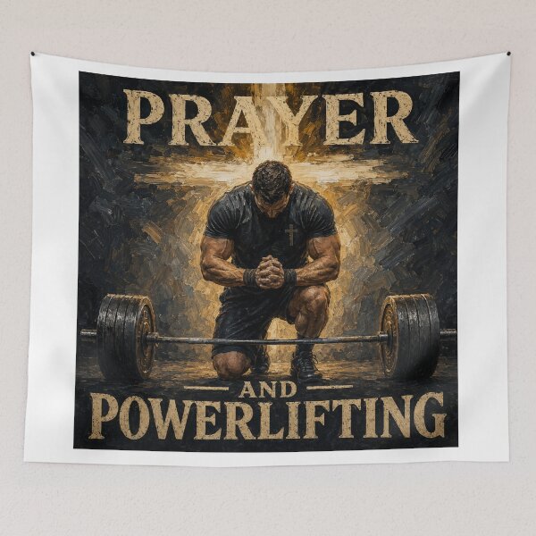 Item preview, Prayer and Powerlifting Christian Gym Shirt | Faith & Fitness Barbell Design | Weightlifting Gift designed and sold by Obinne.