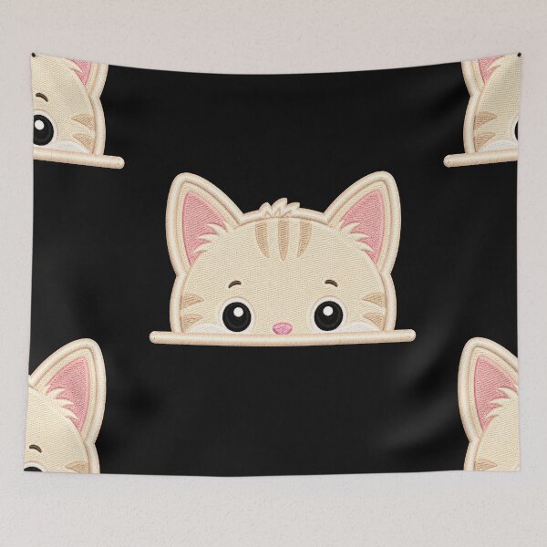 Item preview, Cute Baby Kitten Peek Embroidery Illustration designed and sold by ColorSplash123.