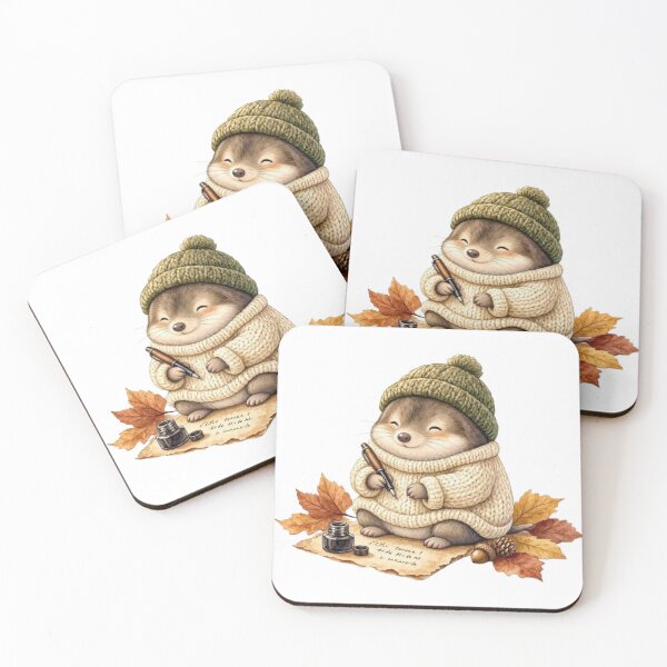 Item preview, Cozy Woodland Mole Writing Letters | Cute Autumn Animal Sticker designed and sold by vigzhifushions.