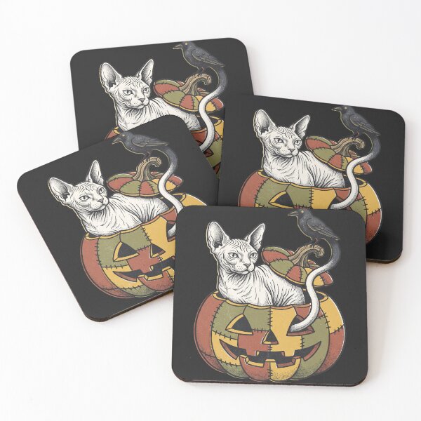 Item preview, Sphynx Cat in Patchwork Pumpkin with Crow designed and sold by MewSpooky.