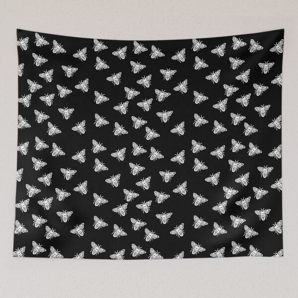 Item preview, Inverted Bee Pattern - White Ink on Dark Background designed and sold by BlackNordicLines.