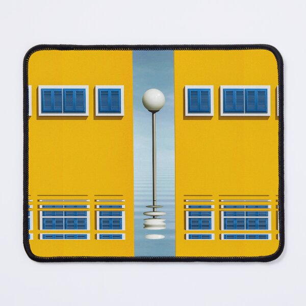 Item preview, yellow wall blue window with single street lamp designed and sold by mister-john.