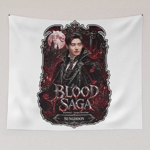 Artikelvorschau, Sunghoon ENHYPEN Blood Saga Crimson Vampire Fanmade Art Print entworfen und verkauft von Valeree Store.