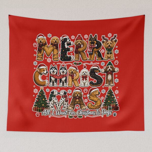 Item preview, Merry Christmas Dogs Letter Art Holiday Design designed and sold by OMdesign10.