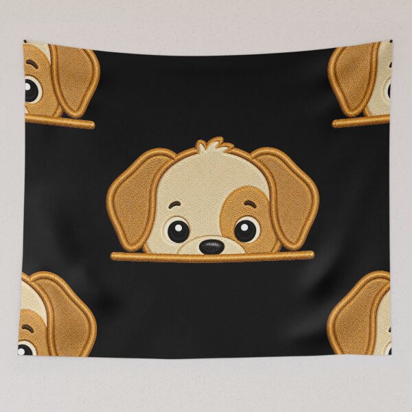 Item preview, Cute Baby Puppy Peek Embroidery Illustration designed and sold by ColorSplash123.
