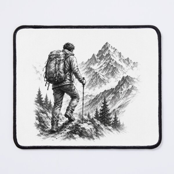 Item preview, Mountain Trekking Sketch Sticker | Hiking Adventure Pencil Art | Outdoor Explorer designed and sold by DKraftz.
