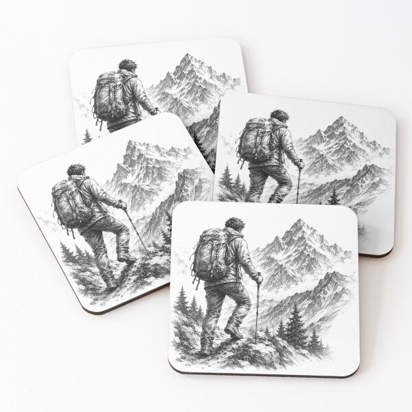 Item preview, Mountain Trekking Sketch Sticker | Hiking Adventure Pencil Art | Outdoor Explorer designed and sold by DKraftz.