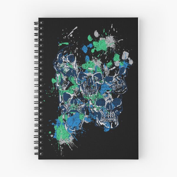 Item preview, Skulls 073B-C2 - 5 Skulls and Paint Splatters - Black Background designed and sold by SkullTees.