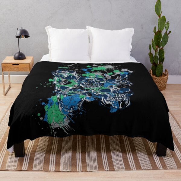 Item preview, Skulls 073B-C2 - 5 Skulls and Paint Splatters - Black Background designed and sold by SkullTees.