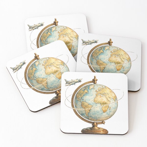Item preview, Vintage Globe and Airplane Travel Illustration designed and sold by LaylaArtStudio.