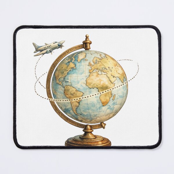 Item preview, Vintage Globe and Airplane Travel Illustration designed and sold by LaylaArtStudio.
