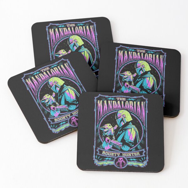 Item preview, The Manda.lorian Mando & Grogu Neon Poster Square designed and sold by AndrewMiddleton.