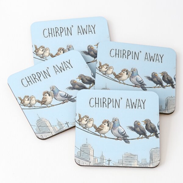 Item preview, Chirpin' Away City Birds on a Wire designed and sold by SillyPawsStudio.