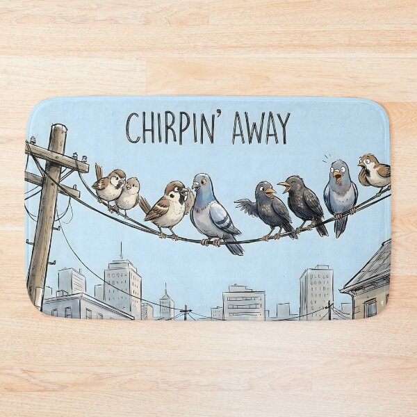 Item preview, Chirpin' Away City Birds on a Wire designed and sold by SillyPawsStudio.