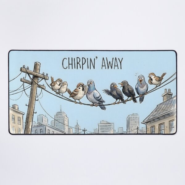 Item preview, Chirpin' Away City Birds on a Wire designed and sold by SillyPawsStudio.