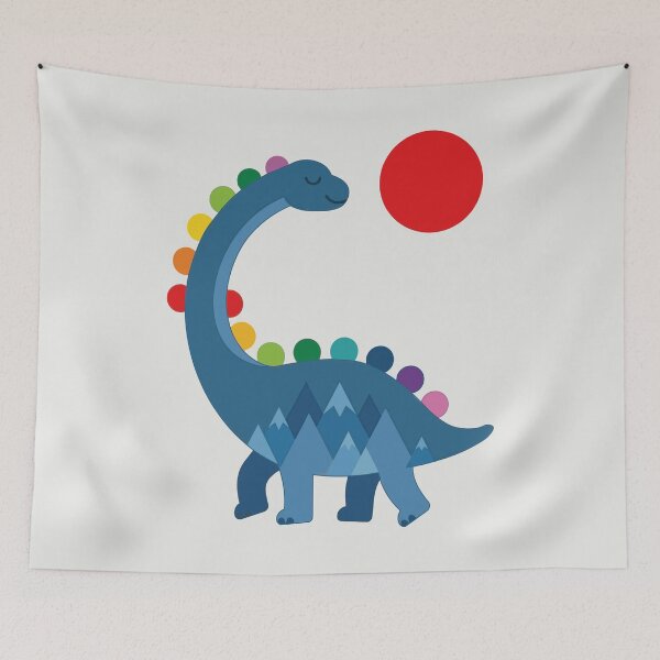 Item preview, Cute Rainbow Dinosaur with Mountain Landscape designed and sold by chriswo-design.