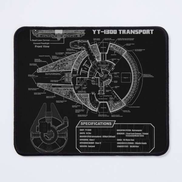 Item preview, Millennium Falcon Grey Schematics Graphic designed and sold by AndrewMiddleton.