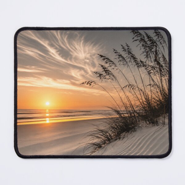 Item preview, Golden Beach Sunrise with Sand Dunes and Sea Oats Coastal Landscape designed and sold by Wild Bloom Paws.
