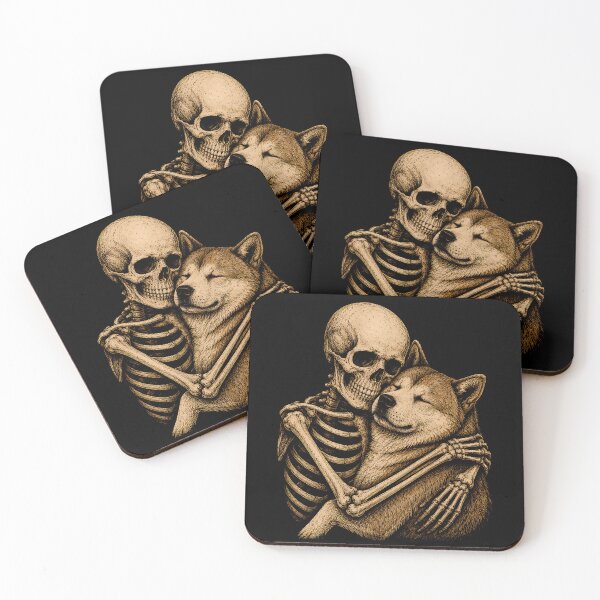 Item preview, Skeleton hugging a cute dog design designed and sold by rafaeltto.