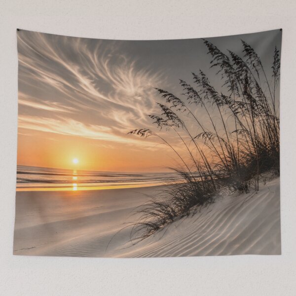 Item preview, Golden Beach Sunrise with Sand Dunes and Sea Oats Coastal Landscape designed and sold by Wild Bloom Paws.