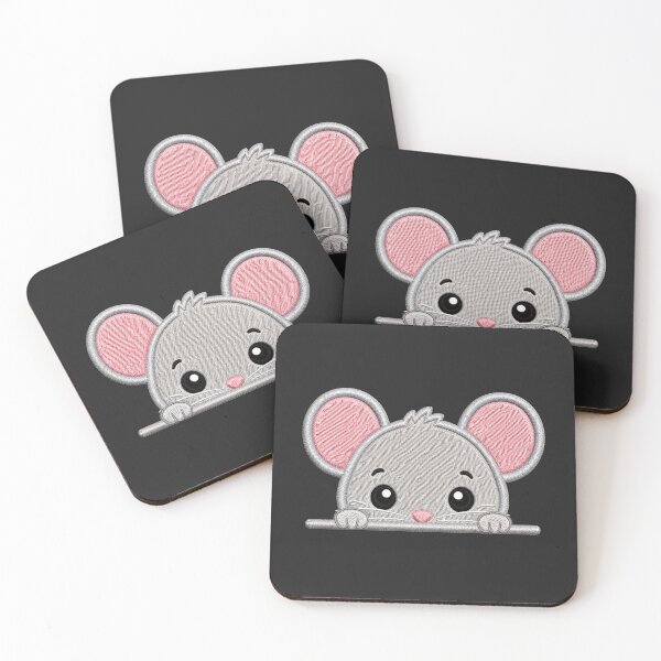 Item preview, Cute Baby Mouse Peek Embroidery Illustration designed and sold by ColorSplash123.