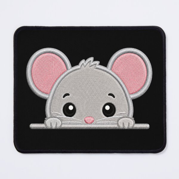 Item preview, Cute Baby Mouse Peek Embroidery Illustration designed and sold by ColorSplash123.