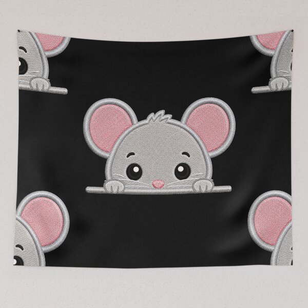 Item preview, Cute Baby Mouse Peek Embroidery Illustration designed and sold by ColorSplash123.