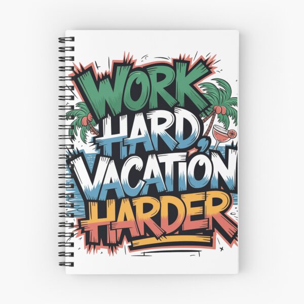 Item preview, Work Hard Vacation Harder T-Shirt | Vibrant Tropical Summer Vacation Graphic Tee designed and sold by RajDeals.