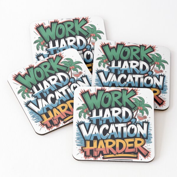 Item preview, Work Hard Vacation Harder T-Shirt | Vibrant Tropical Summer Vacation Graphic Tee designed and sold by RajDeals.