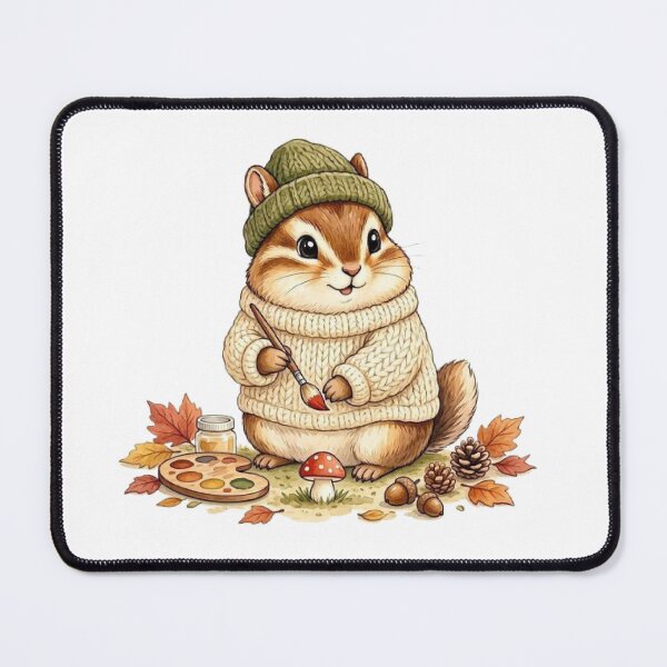 Item preview, Cozy Woodland Chipmunk Painting Mushrooms | Cute Autumn Animal Sticker designed and sold by vigzhifushions.