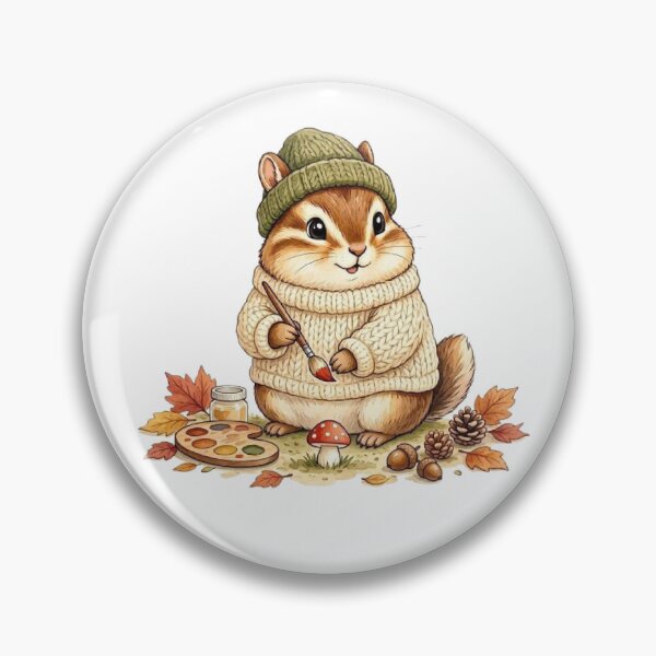 Item preview, Cozy Woodland Chipmunk Painting Mushrooms | Cute Autumn Animal Sticker designed and sold by vigzhifushions.