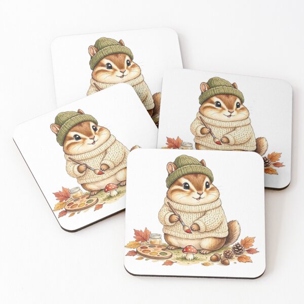 Item preview, Cozy Woodland Chipmunk Painting Mushrooms | Cute Autumn Animal Sticker designed and sold by vigzhifushions.
