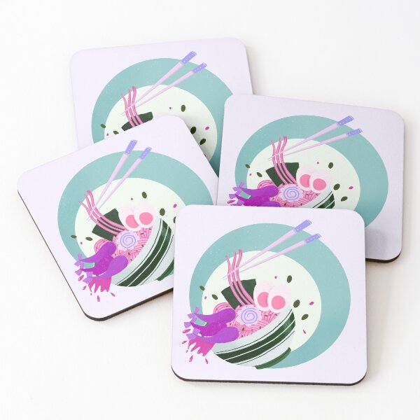 Item preview, Ramen Noodles Bowl - pink and turquoise retro bubble badge designed and sold by Home Cyn Home.