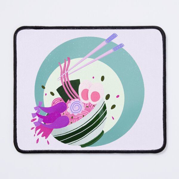 Item preview, Ramen Noodles Bowl - pink and turquoise retro bubble badge designed and sold by Home Cyn Home.