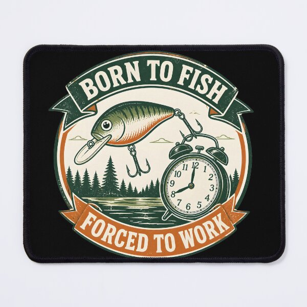 Item preview, Born to Fish Forced to Work - Funny Vintage Fishing Lure designed and sold by ThirdShiftLab.