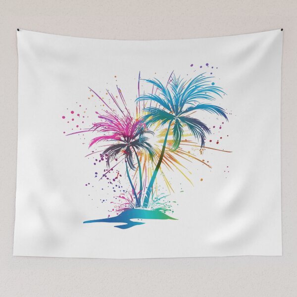 Item preview, Neon Tropical Palm Tree Fireworks | Vibrant Abstract Paradise Art designed and sold by Awarrie.
