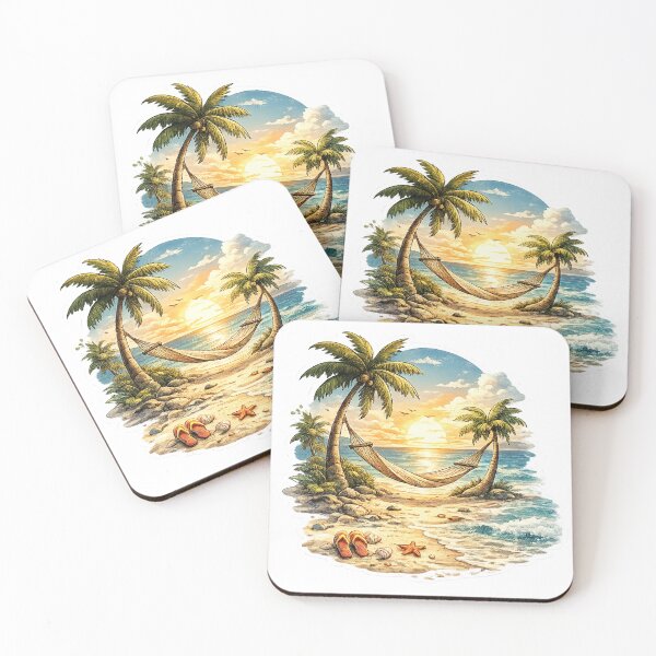 Item preview, Tropical Beach Sunset Sticker | Summer Vacation Travel Art | Island Paradise Aesthetic designed and sold by DKraftz.