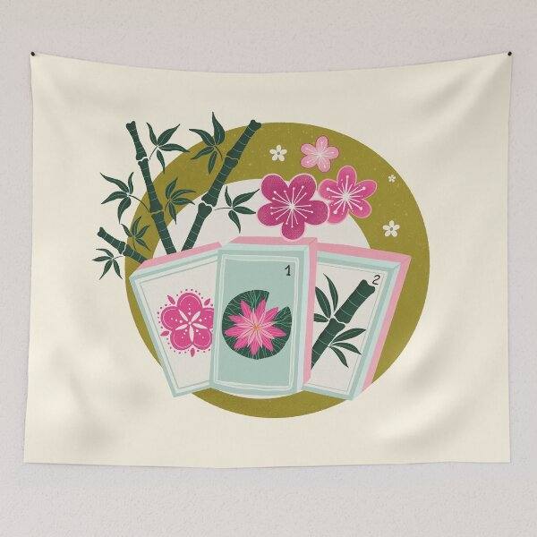 Item preview, Mahjong Garden - retro bubble badge designed and sold by Home Cyn Home.