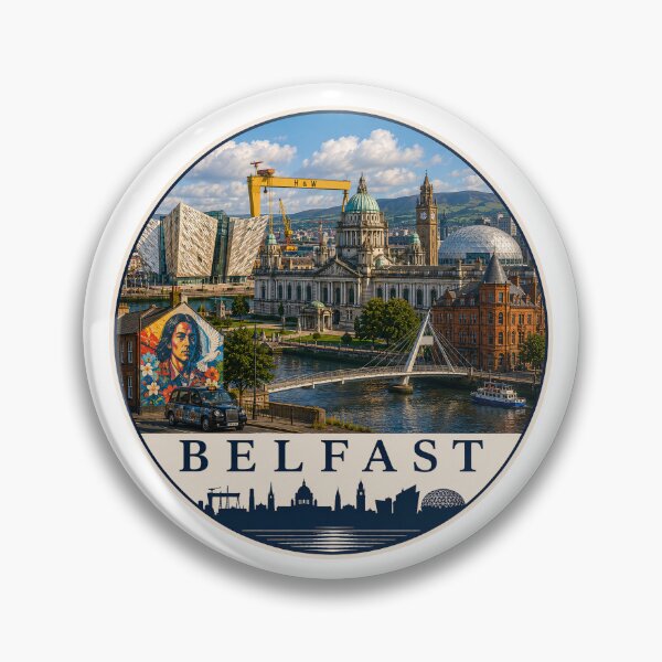 Item preview, Belfast Northern Ireland Skyline Travel Art designed and sold by Beyond Destinations.