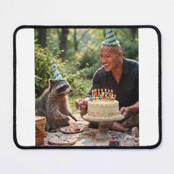 Item preview, Dwayne johnson raccoon picnic llamas animal pet nature meme memes funny parody christmas birthday  designed and sold by CheeseBlueprint.