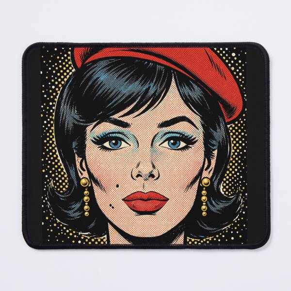 Item preview, Blue Eyes Red Beret Girl - Vintage Pop Art Comic Portrait designed and sold by MAISON SYLVIE.