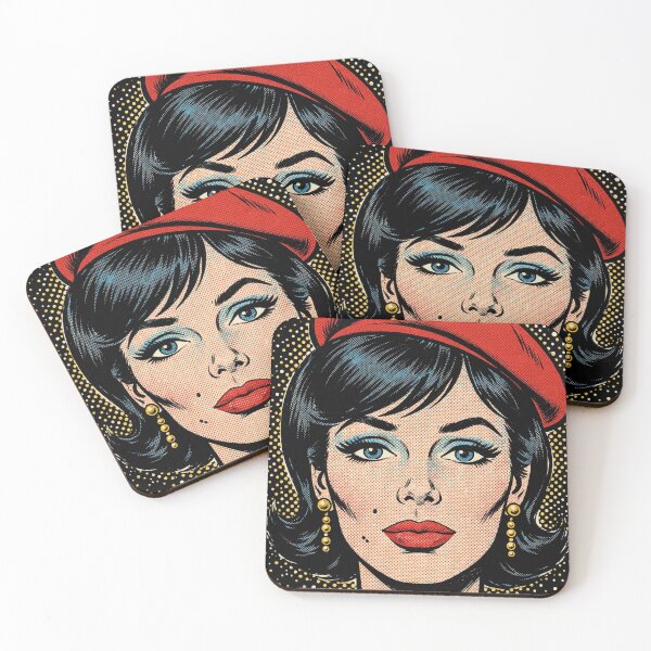 Item preview, Blue Eyes Red Beret Girl - Vintage Pop Art Comic Portrait designed and sold by MAISON SYLVIE.