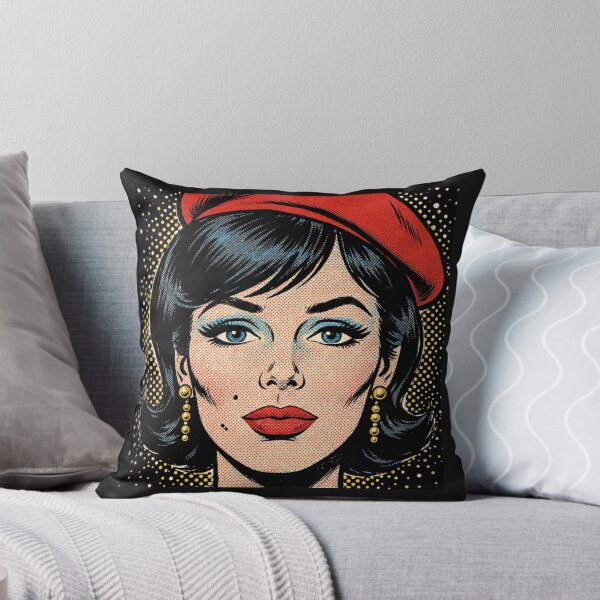 Item preview, Blue Eyes Red Beret Girl - Vintage Pop Art Comic Portrait designed and sold by MAISON SYLVIE.