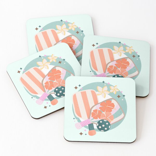 Item preview, Tropical Pickleball Paddles - Retro Bubble Badge designed and sold by Home Cyn Home.