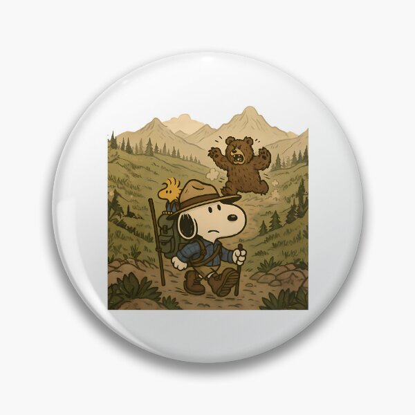 Item preview, Snoopy Hiking  Vintage Wilderness Art With  Bear Chase designed and sold by PlasticandyShop.