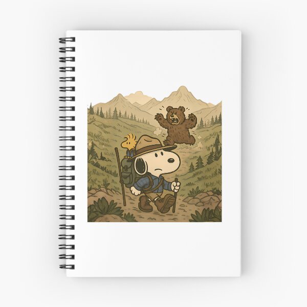 Item preview, Snoopy Hiking  Vintage Wilderness Art With  Bear Chase designed and sold by PlasticandyShop.