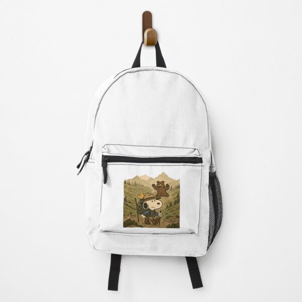 Item preview, Snoopy Hiking Vintage Wilderness Art With Bear Chase designed and sold by PlasticandyShop.