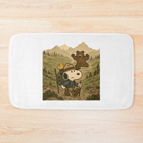Item preview, Snoopy Hiking  Vintage Wilderness Art With  Bear Chase designed and sold by PlasticandyShop.