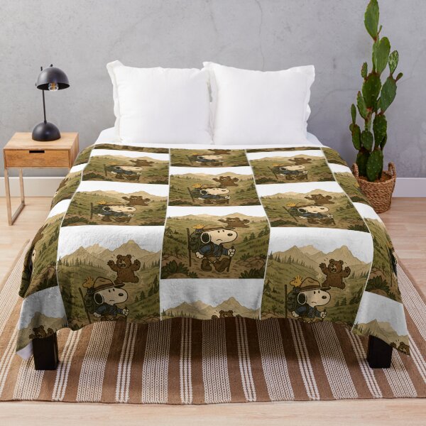 Item preview, Snoopy Hiking  Vintage Wilderness Art With  Bear Chase designed and sold by PlasticandyShop.